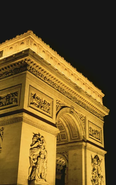 Тріумфальна Арка Нічному Парижі Франція — стокове фото