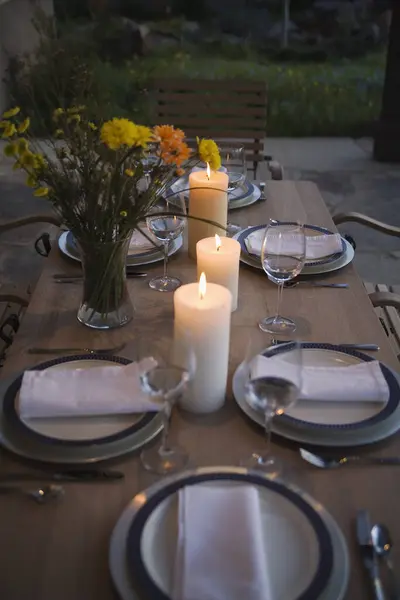 Overview Table Place Settings — Stock Photo, Image