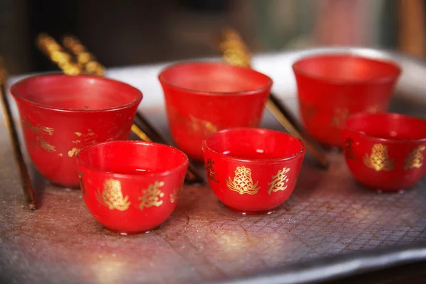 中国佛寺大餐的特写 — 图库照片