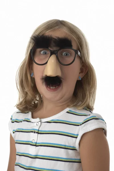 Girl Wearing Groucho Glasses — Stock Photo, Image