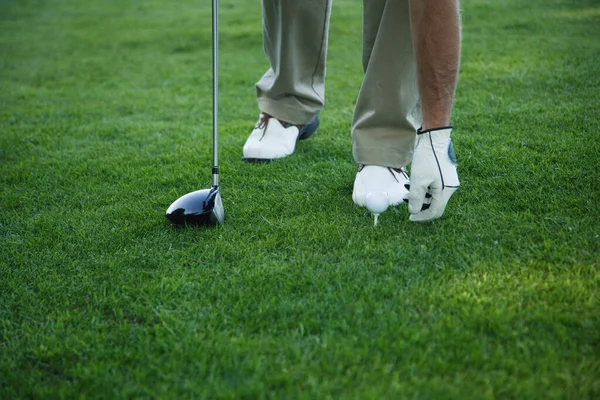Golfer Placing Ball Tee — Stock Photo, Image
