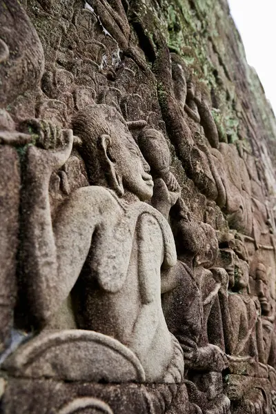 Beeldhouwkundige Hulp Bayon Temple Angkor Thom Angkor Cambodja — Stockfoto