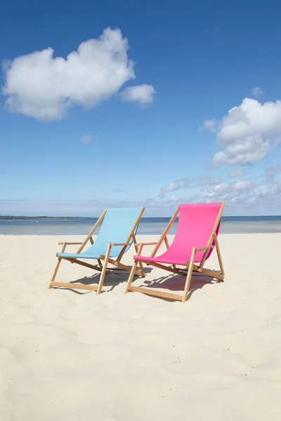 Plaj Sandalyeleri Carcanlar Gironde Aquitaine Fransa — Stok fotoğraf
