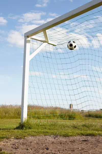 Soccer Net Soccer Ball Lysekil Vastra Gotaland County Bohuslaen Gotaland — 스톡 사진