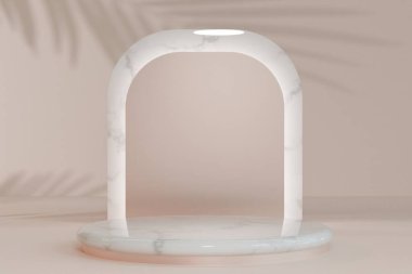 Premium ürün için Pastel Light mimari arka planda 3D görüntüleme.                    