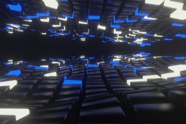 Şebeke Fütürist Elektronik. Teknoloji Arkaplan Konsepti, 3 boyutlu illüstrasyon