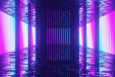 Neon ışıkları ile soyut geleceksel arkaplan