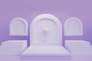 Ürün sunumu için mor renkli 3 boyutlu podyum