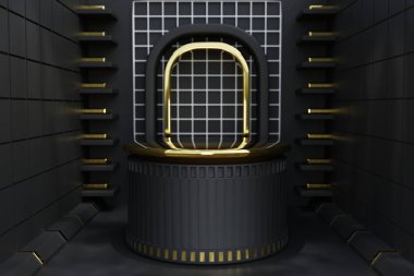 Soyut fütüristik iç mekan. 3d oluşturma