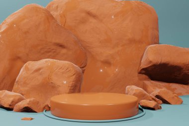 3 boyutlu bir podyum ve ürün. 3d illüstrasyon.