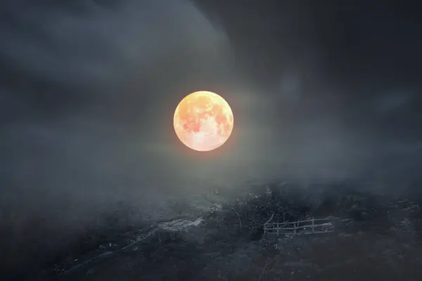 super red moon in the mountains