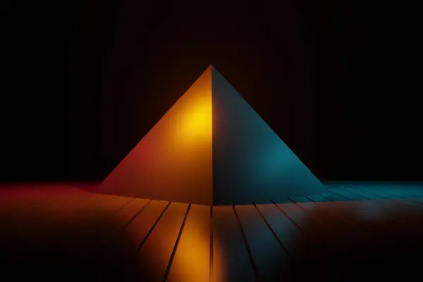 Abstracta Pirámide Dorada Con Fondo Oscuro Espacio Vacío Fondo Representación —  Fotos de Stock