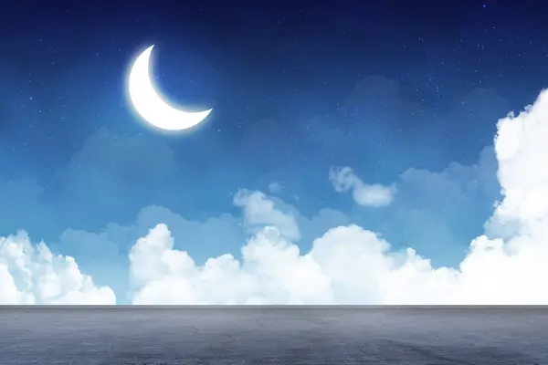 Cielo Nocturno Con Luna Estrellas Superposición Perfecta Para Componer Sus — Foto de Stock