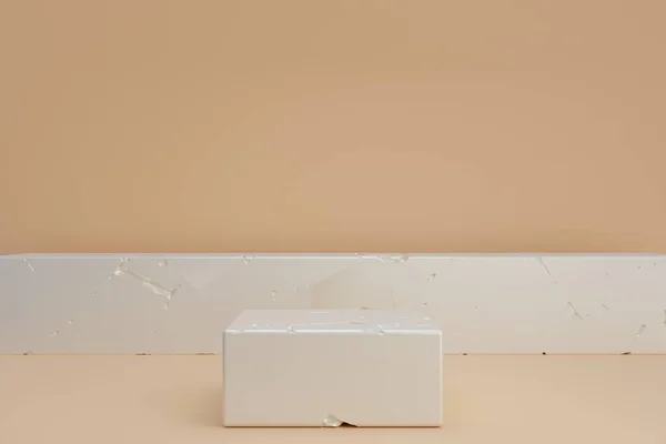 Weißes Marmorpodest Einer Rosa Wand Abbildung — Stockfoto