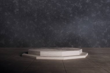 boş mermer tablo ve beton arkaplan, ürün gösterimi için alanı kopyala, maket yap, 3d oluşturma,