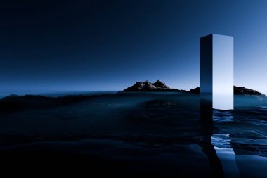 Yansıması olan boş koyu beton duvar