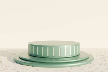 Yeşil arkaplanda boş beyaz podyum