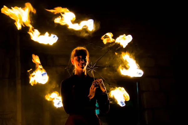 Zeged Hungría Oktober 2022 Perfomance Del Grupo Malabaristas Fire Fantasy — Foto de Stock