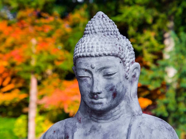Escultura Buda Siddhartha Gautama Lago Otoño —  Fotos de Stock