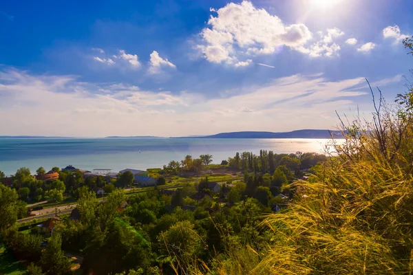 Вид Озеро Балатон Холма Соос Балатонкене Венгрия — стоковое фото