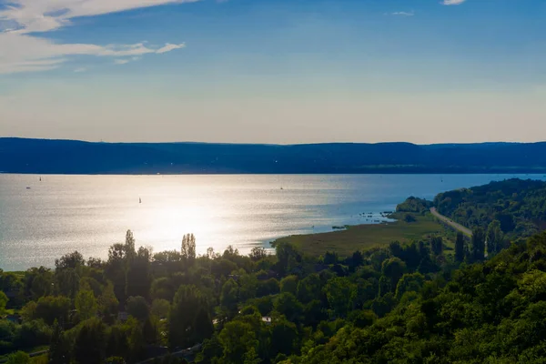 Vista Del Lago Balaton Desde Colina Soos Balatonkenese Hungría —  Fotos de Stock