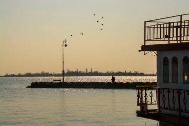 Sırbistan 'ın Palic Gölü Plajı kışın