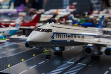 SZEGED, HUNGARY - Nisan 02. 2023: Szeged 'de Ticaret Odası' nda LEGO sergisi