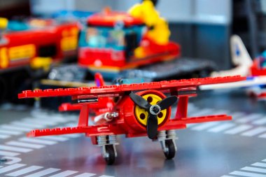 SZEGED, HUNGARY - Nisan 02. 2023: Szeged 'de Ticaret Odası' nda LEGO sergisi