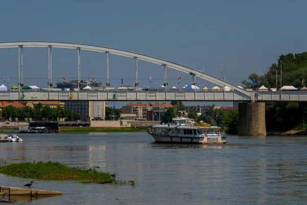 Szeged Hungary Травня 2023 Круїзний Корабель Річці Тиса Сегеді — стокове фото