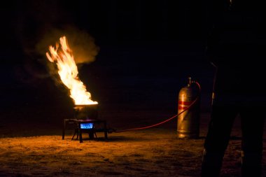 SZEGED, HUNGARY 22 HAZİRAN. 2023: İtfaiyeciler, Szeged Hayvanat Bahçesi 'nde yangın kazasıyla ilgili bir sunum gösterdiler