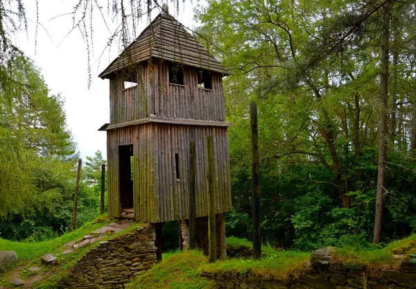 Celtic wooden tower near Liptovska Mara in Archaeological museum Havranok in Slovakia