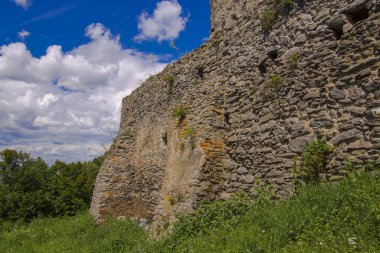 Macaristan 'ın Somlo Dağı' ndaki ortaçağ şatosunun kalıntıları.