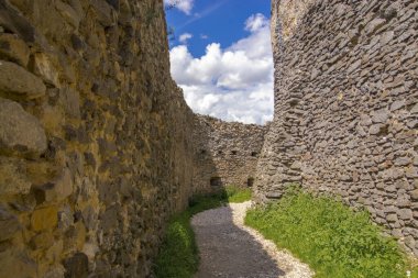 Macaristan 'ın Somlo Dağı' ndaki ortaçağ şatosunun kalıntıları.