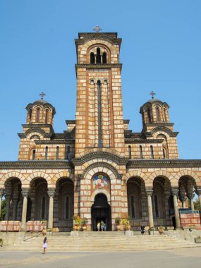 BELGRAD, SERBİYA - 18 Ağustos. 2024: Belgrad 'daki Aziz Mark Ortodoks Kilisesi