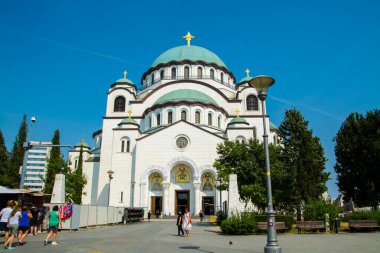 BELGRAD, SERBİYA - 18 Ağustos. 2024: Belgrad 'daki Aziz Sava Tapınağı