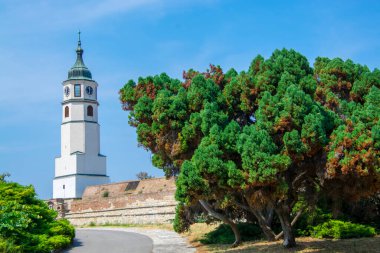 Sırbistan 'daki Belgrad kalesi Kalemegdan' daki Sahat Kula saat kulesi