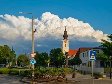 Centre and church in Soltvadkert in Hungary clipart