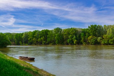 İlkbaharda Csongrad 'daki Tisza nehri.