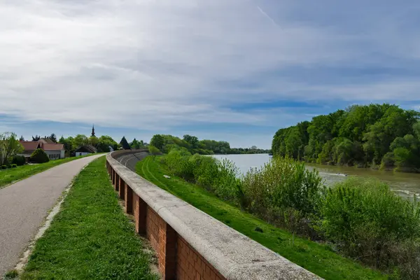 İlkbaharda Csongrad 'daki Tisza nehri.
