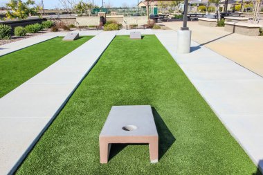 Two Cornhole Game Courts And Boards