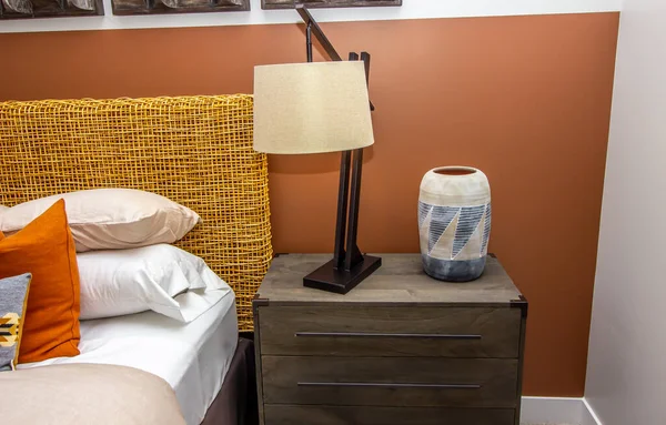 Bedroom Table Lamp On Wooden Night Stand