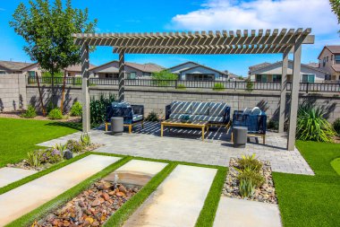 Arka Bahçe Kafes Pergola Wicker Patio Mobilya ile