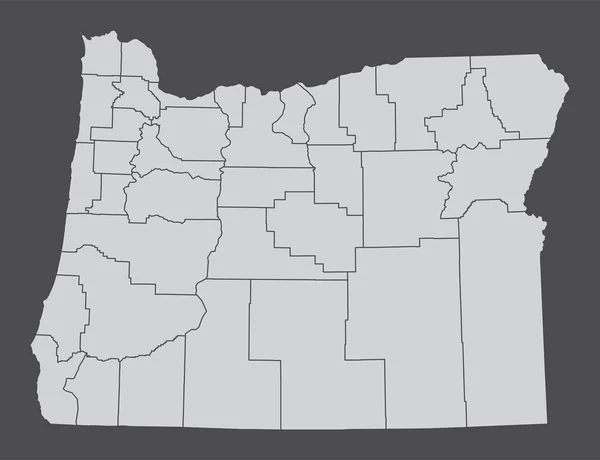 Estado Oregon Eua Mapa Administrativo Isolado Sobre Fundo Escuro — Vetor de Stock