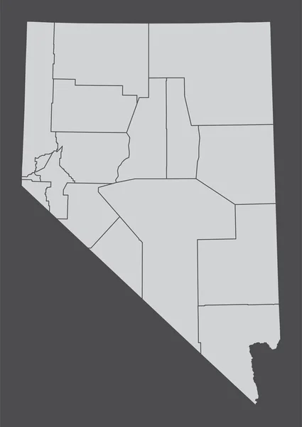 Estado Nevada Estados Unidos Mapa Administrativo Aislado Sobre Fondo Oscuro — Vector de stock