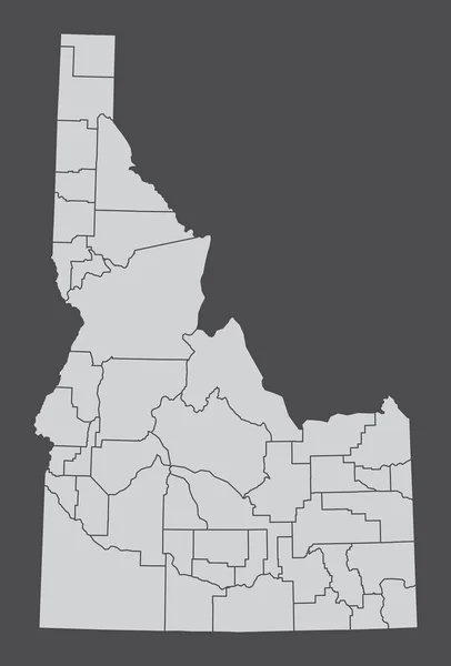 アイダホ州 暗い背景に隔離された行政地図 — ストックベクタ