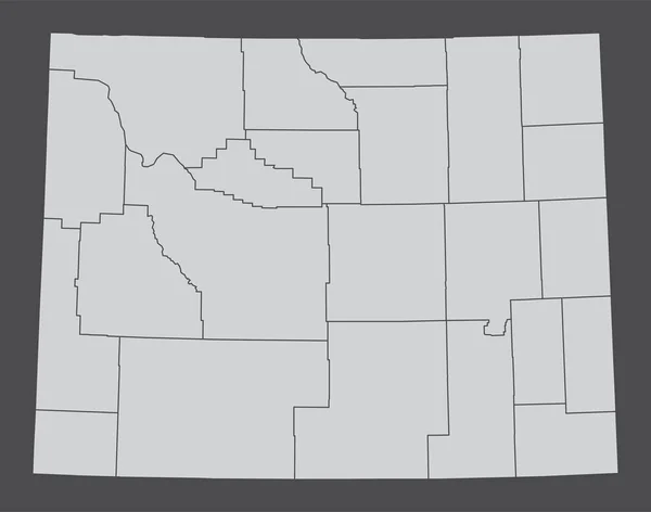 Wyoming State Eua Mapa Administrativo Isolado Sobre Fundo Escuro — Vetor de Stock