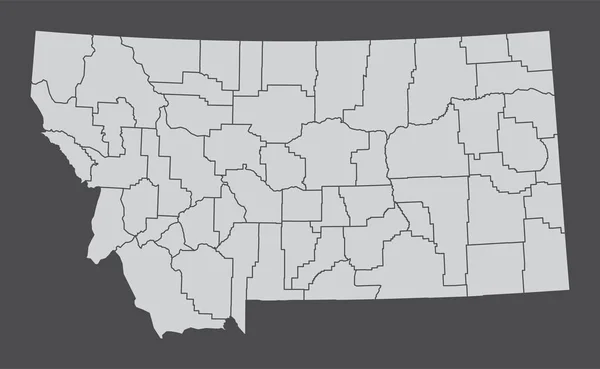 Estado Montana Eua Mapa Administrativo Isolado Sobre Fundo Escuro —  Vetores de Stock
