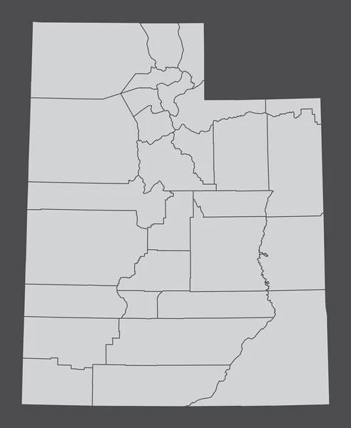 Utah State États Unis Carte Administrative Isolée Sur Fond Sombre — Image vectorielle