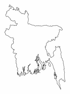 Bangladesh outline map isolated on white background