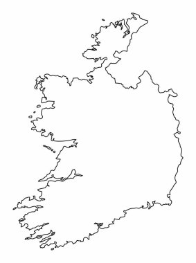 Ireland outline map isolated on white background